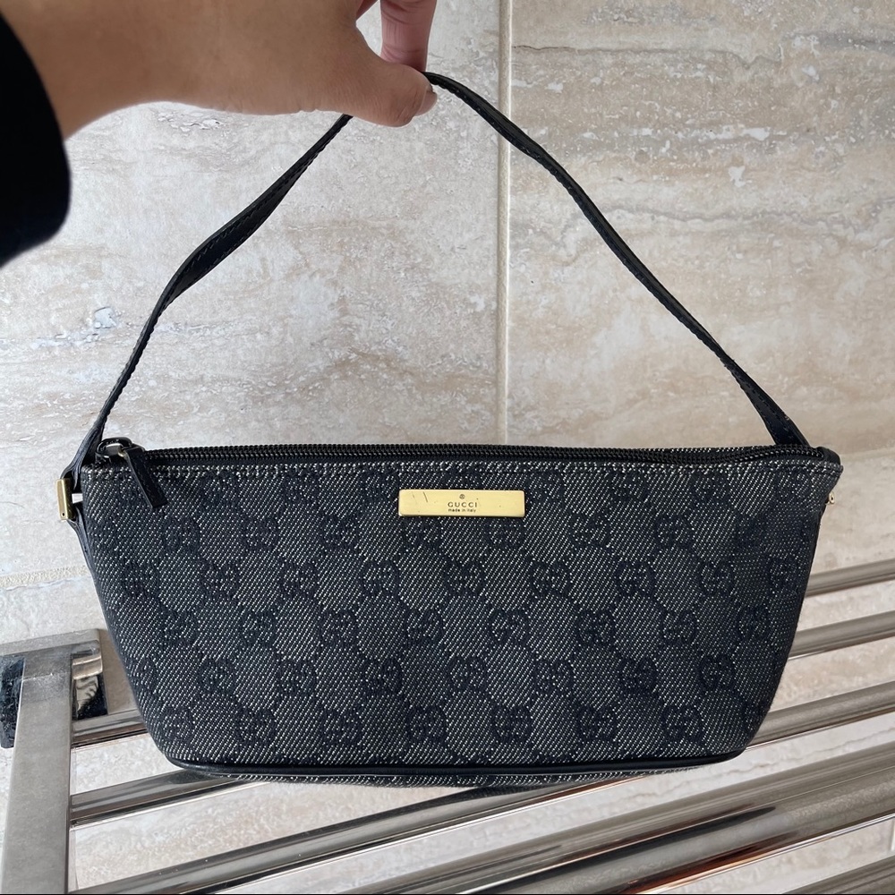 GUCCI gg monogram DIAMANTE CANVAS BOAT POCHETTE
